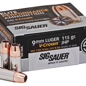 Sig Sauer Elite Performance V-Crown 115 gr JHP 9mm Ammo, 50/box - E9MMA150